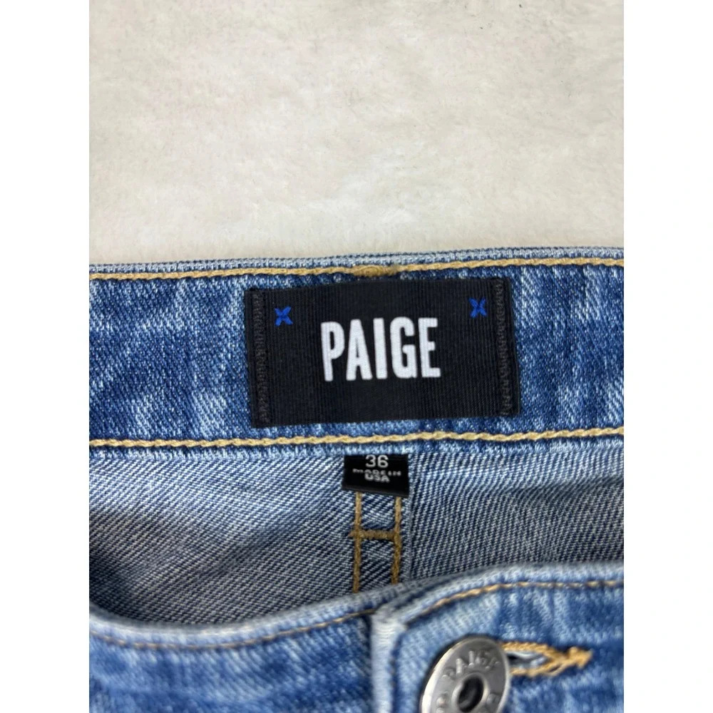 Paige Mens 36x33 Jeans Grungy Medium Blue Wash USA Made